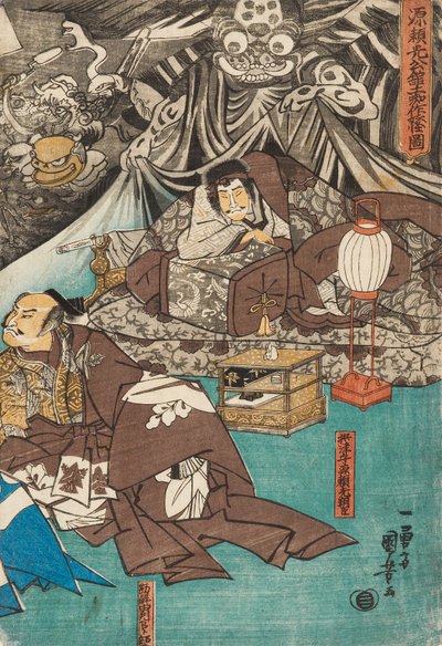 Zemský pavouk vyvolává démony v sídle Minamoto Raiko, 1843 od Utagawa Kuniyoshi