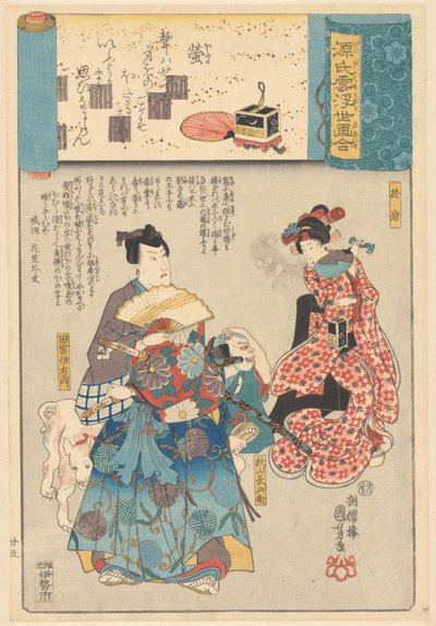 Ukiyo e je paralelou s oblačnými kapitolami Genji od Utagawa Kuniyoshi