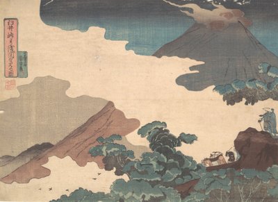 Pohled na horu Asama z průsmyku Usui, ca. 1850. od Utagawa Kuniyoshi