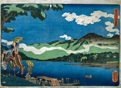 Pohled na trajekt Tamura na Ōyama Road v provincii Sagami (Sōshū Ōyama-dō Tamura no watashi no kei) od Utagawa Kuniyoshi
