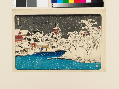 Pohled na sníh na Benten Hill, chrám Kinryūzan od Utagawa Kuniyoshi