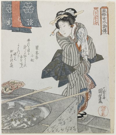 Mytí rukou jako Mitare Gongsun Sheng, asi 1828 od Utagawa Kuniyoshi