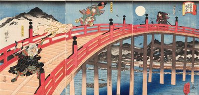 Yoshitsune Ichidaiki Postava Joe No Bridge, Ka 1839. od Utagawa Kuniyoshi