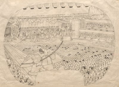 Interiér divadla Kabuki. od Utagawa Sadahide