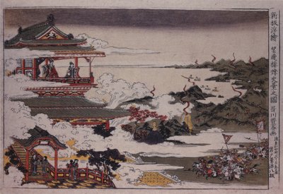 Lushan a jeho jednotky útočí na císaře, cca 1770 od Utagawa Toyoharu