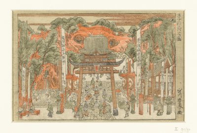 Pohled na svatyni Inari v Oji Oji Inari no zu (název na objektu) od Utagawa Toyoharu