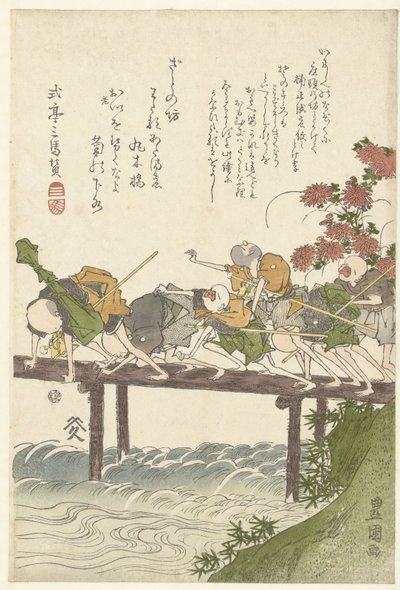 Šest nevidomých masérů na mostě. od Utagawa Toyokuni (I)