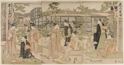 Návštěvníci čajovny Shika, počátek 90. let 18. století. od Utagawa Toyokuni