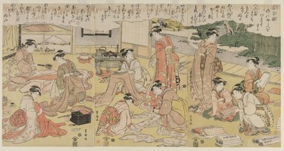 Ženy vyrábějící oděvy, počátek 90. let 18. století. od Utagawa Toyokuni