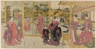 Kurtizány Chojiya a jejich průvodčí hrají kemari od Utagawa Toyokuni I