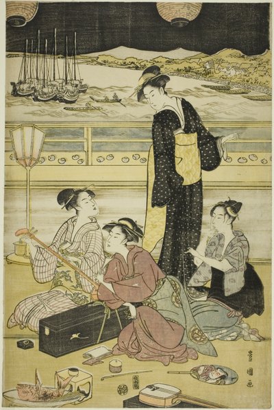 Večerní párty v Šinagawě od Utagawa Toyokuni I