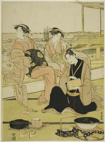 S výhledem na záliv a Shinagawa od Utagawa Toyokuni I