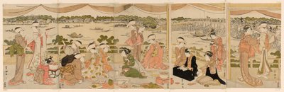 Recitál na verandě s výhledem na řeku Sumida od Utagawa Toyokuni I
