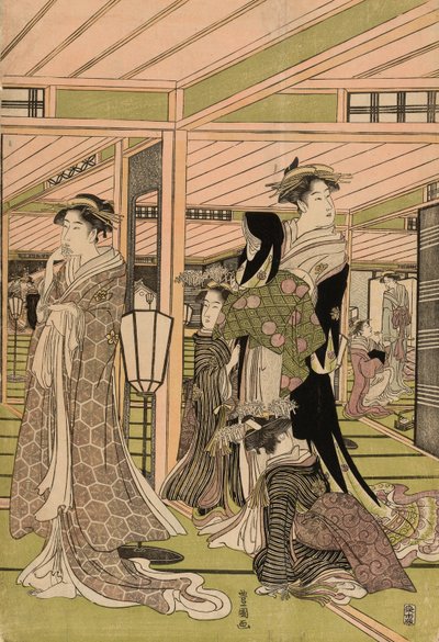Salon nevěstince v rekreačních prostorách od Utagawa Toyokuni I