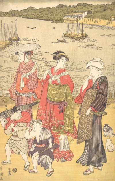 Ženy na pláži Takanawa, ca. 90. léta 18. století. od Utagawa Toyokuni I