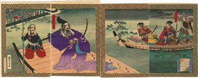 Zaplavený hrad Takamatsu a Šimizu Muneharu spáchal seppuku od Tojotonobua od Utagawa Toyonobu
