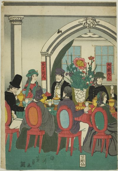 Cizinci z pěti národů na banketu (Gokakoku ijin shuen no zu) od Utagawa Yoshikazu