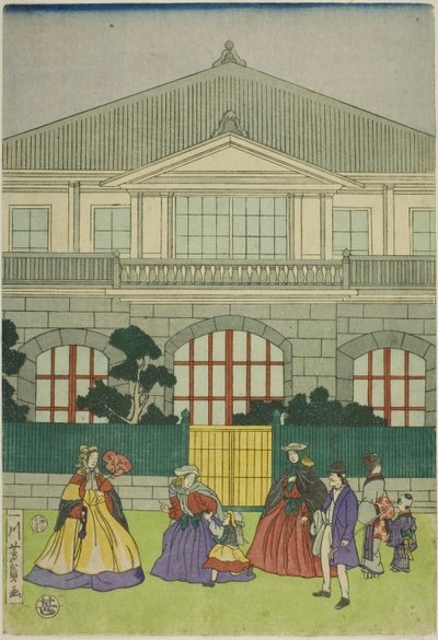 Tramvaj zpět f F line ch merchan t v po RT v Jokohamě od Utagawa Yoshikazu