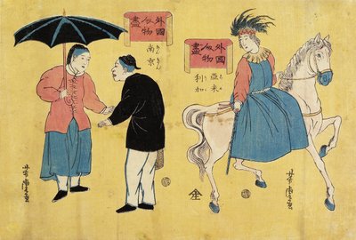 Američan (vpravo), Číňané (vlevo) od Utagawa Yoshitora