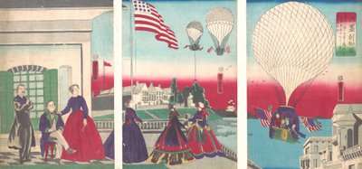 Americký balón Ascension Amerikakoku, 1867. od Utagawa Yoshitora