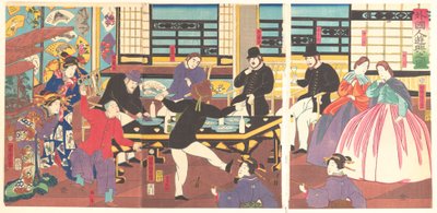 Cizinci si užívají párty, 1. měsíc, 1861. od Utagawa Yoshitora