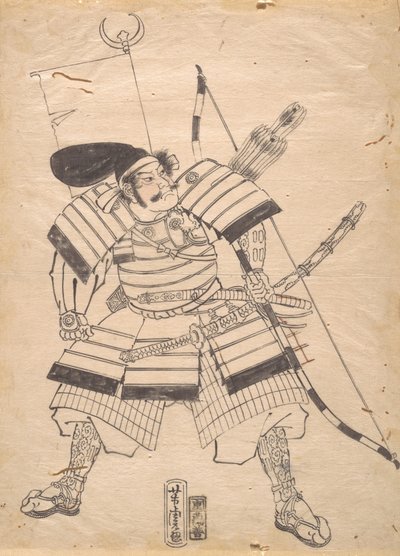 Přípravná kresba pro tisk válečníka, 19. století. od Utagawa Yoshitora