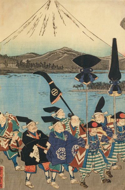 Daimjův doprovod před horou Fuji od Utagawa Yoshitora