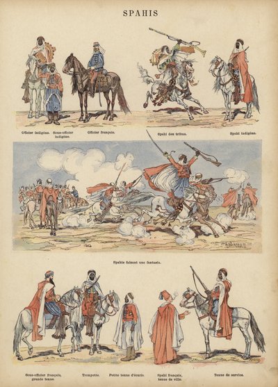Spahis, koloniální vojáci francouzské armády (barva litho) od Victor Armand Poirson