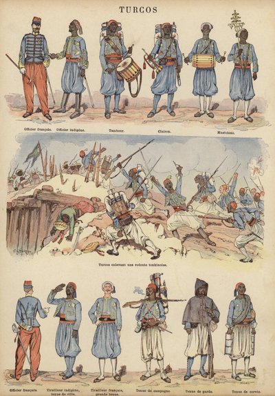 Turcos, koloniální vojáci francouzské armády (barva litho) od Victor Armand Poirson