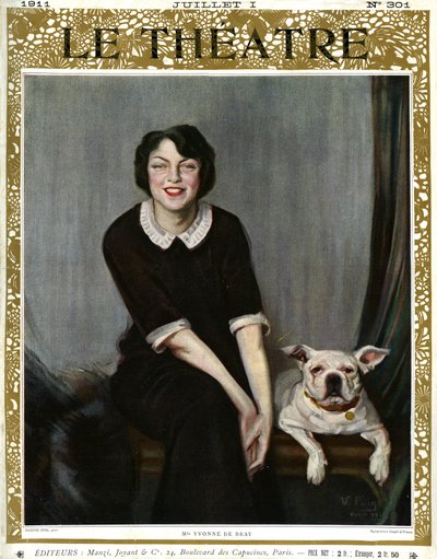 Yvonne De Bray, portrét se psem od V. (after) Puig