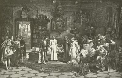 Petrarch a Laura představeni císařem v Avignonu (hlubotisk) od Vaclav Brozik