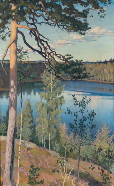 Jezero na divočině, 1895 od Väinö Alfred Blomstedt
