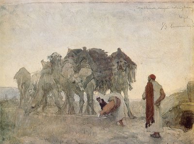 Abrahamin palvelija löytää Iisakista morsiamen, Rebekka od Valentin Aleksandrovich Serov