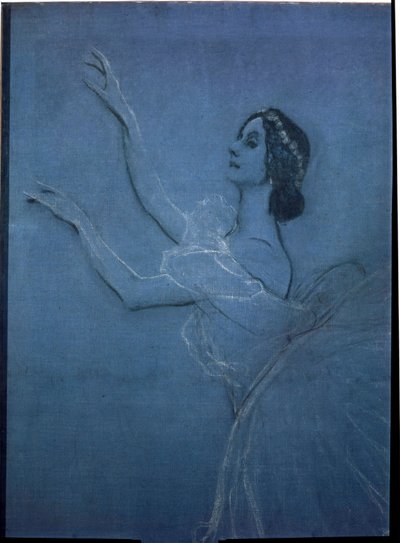 Balerína Anna Pavlova (1882-1931) v baletu "Sylphides" od Frederica Chopina (1810-1849) (detail). Dílo Valentina Alexandroviče Serova (1865-1911), tempera a křída na plátně od Valentin Aleksandrovich Serov