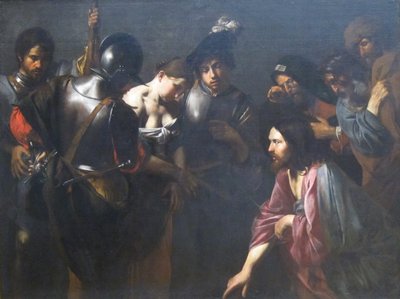Kristus a cizoložnice od Valentin de Boulogne