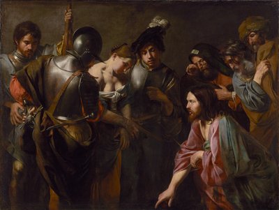 Kristus a cizoložnice od Valentin de Boulogne