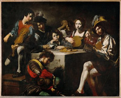 Concert au bas-relief-Koncert ... od Valentin de Boulogne