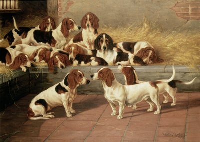 Basseti v chovatelské stanici, 1894 od Valentine Thomas Garland