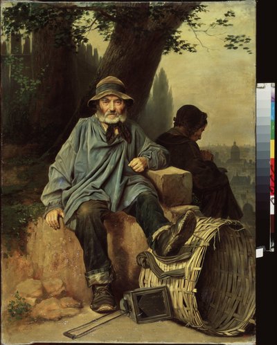 Bleší trhy v Paříži (Francie). Obraz Vasilije (Vasilije) Grigorjeviče Perova (1834-1882), olej na plátně od Vasili Grigorevich Perov