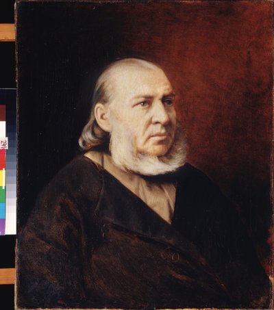 Portrét spisovatele Sergeje Timofejeviče Aksakova (1791-1859). Obraz Vasilije (Vasiliho) Grigorijeviče Perova (1834-1882), olej na plátně. ruské umění od Vasili Grigorevich Perov