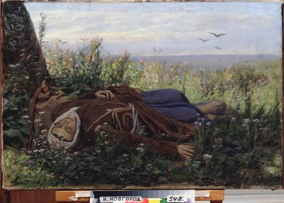 Poutník v poli. Obraz Vasilije (Vasilije) Grigorjeviče Perova (1834-1882), olej na plátně od Vasili Grigorevich Perov