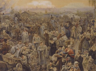 Stažení ruských vojsk z Moskvy v roce 1812, 1907 od Vasili Petrovich Lebedev