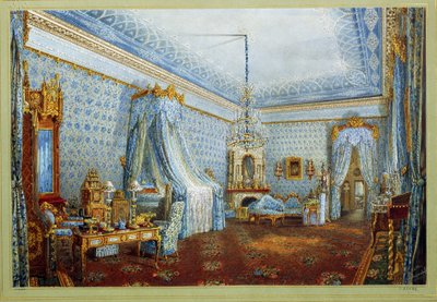 Pokoj v paláci Jusupov (palác Moika) v Petrohradě (pokoj v paláci Jusupov v Petrohradě). Dílo Vasilije Semjonoviče Sadovnikova (1800-1879), akvarel na papíře. ruské umění od Vasili Semenovich Sadovnikov