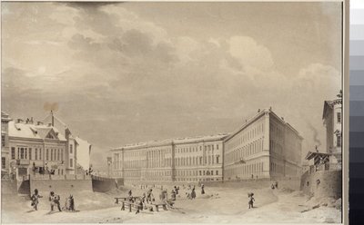 Petrohrad. Budova generálního štábu na nábřeží řeky Moika, Sadovnikov, Vasilij Semjonovič (1800-1879). Akvarel na papíře, před rokem 1833. Státní muzeum historie Petrohradu od Vasili Semenovich Sadovnikov
