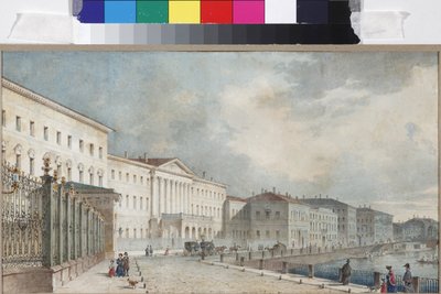 Kateřinský institut na řece Fontanka, Sadovnikov, Vasilij Semjonovič (1800-1879). Akvarel na papíře od Vasili Semenovich Sadovnikov