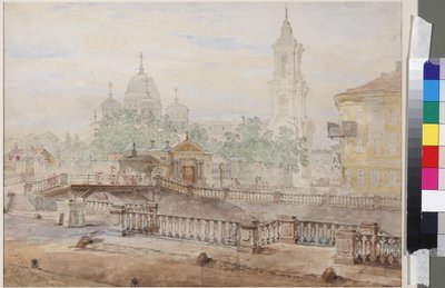 Voznesensky most přes kanál Kateřiny, Sadovnikov, Vasilij Semjonovič (1800-1879). Akvarel na papíře od Vasili Semenovich Sadovnikov