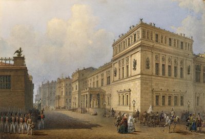 Pohled na Novou Ermitáž přes Millionnaya Street, 1851 od Vasili Semenovich Sadovnikov