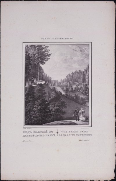 Pohledy na Petrohrad. Pohled do parku v Pavlovsku, 1833 od Vasili Semenovich Sadovnikov