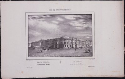 Pohledy na Petrohrad. Pohled na budovu Senátu z mostu Saint Isaacs, 1833 od Vasili Semenovich Sadovnikov