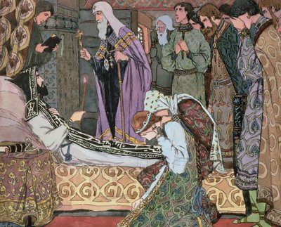 Smrtelná postel velkovévody Dmitrije z Donu (1350-89), kolem roku 1910 od Vasili Vasil
